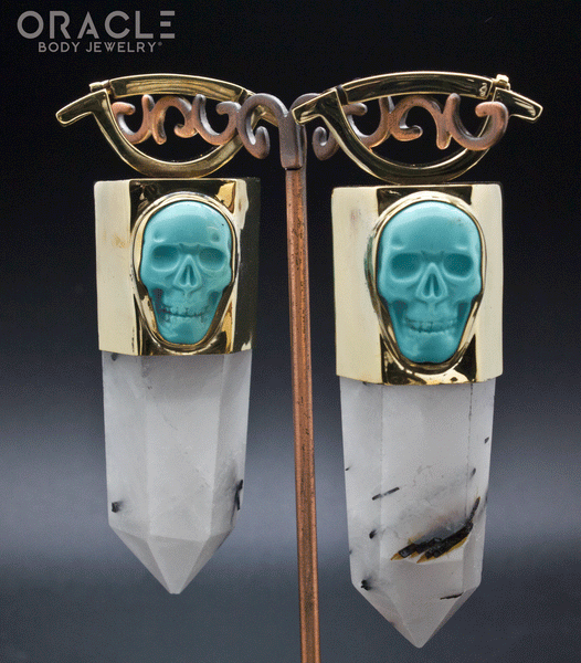 Zuul Weights with Tourmalated Quartz and Turquoise Skulls and Dendritic Agate Accents