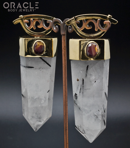 Zuul Weights with Tourmalated Quartz and Black Pearls and Faceted Mookaite