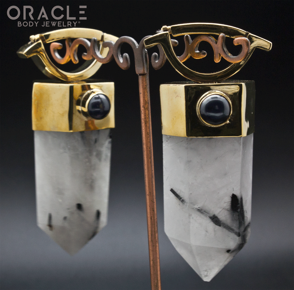 Zuul Weights with Tourmalated Quartz and Black Pearls