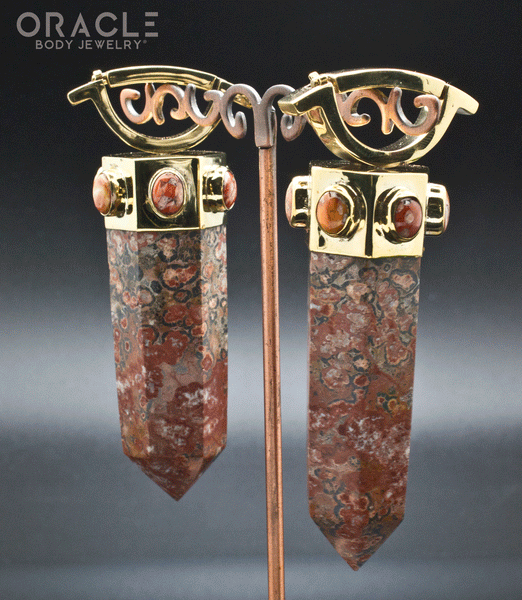 Zuul Weights with Leopardskin Jasper and Spiny Oyster Shell
