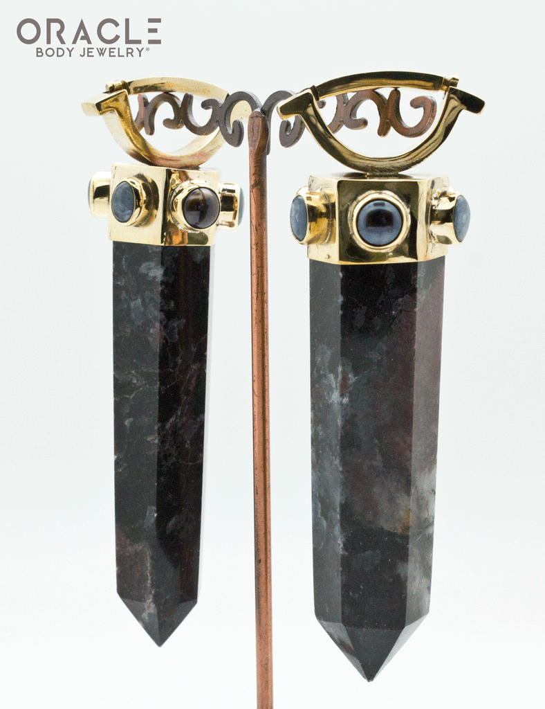 Zuul Weights with Garnet and Astrophyllite and Kyanite and Black Pearl Accents