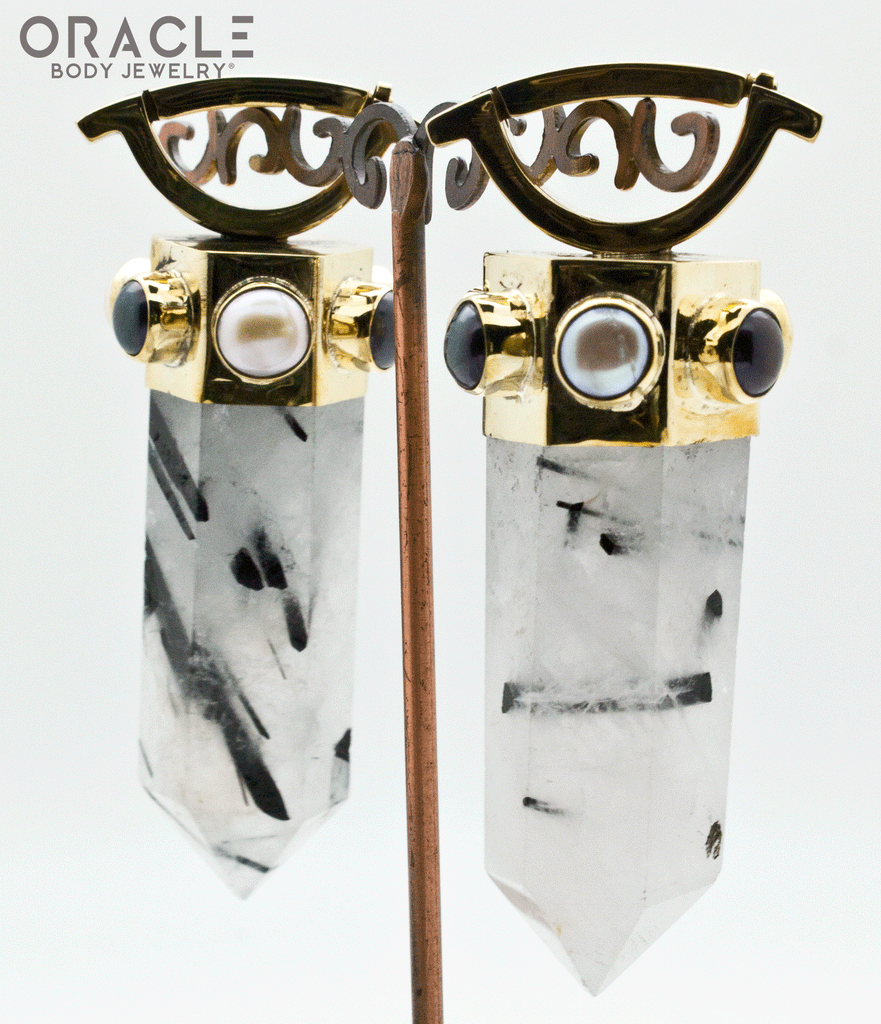 Zuul Weights with Tourmalated Quartz and Black and White Pearls