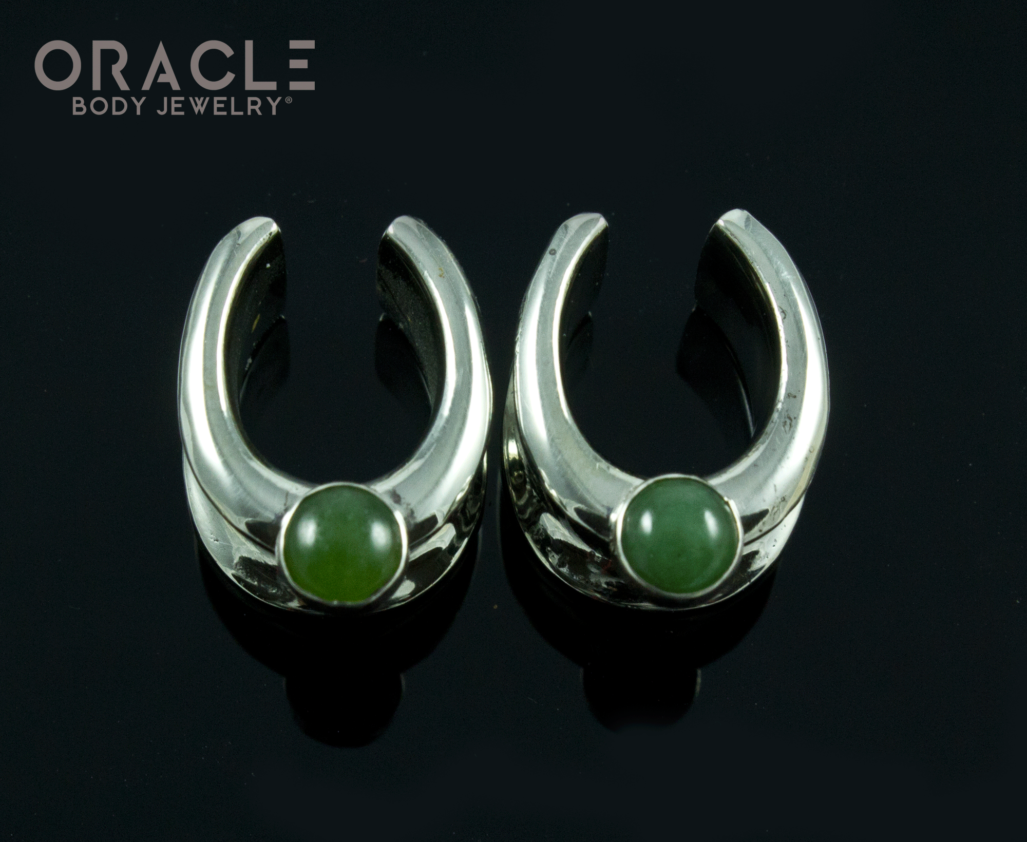 1/2" (12.5mm) White Brass Saddles with Nephrite Jade