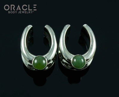 1/2" (12.5mm) White Brass Saddles with Nephrite Jade