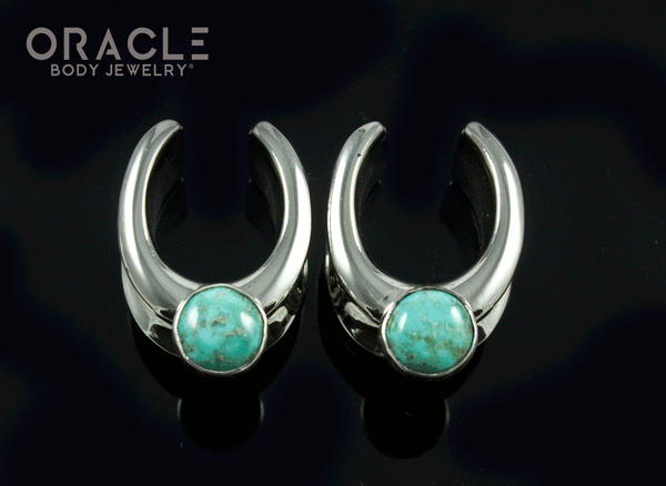 1/2" (12.5mm) White Brass Saddles with Natural Turquoise