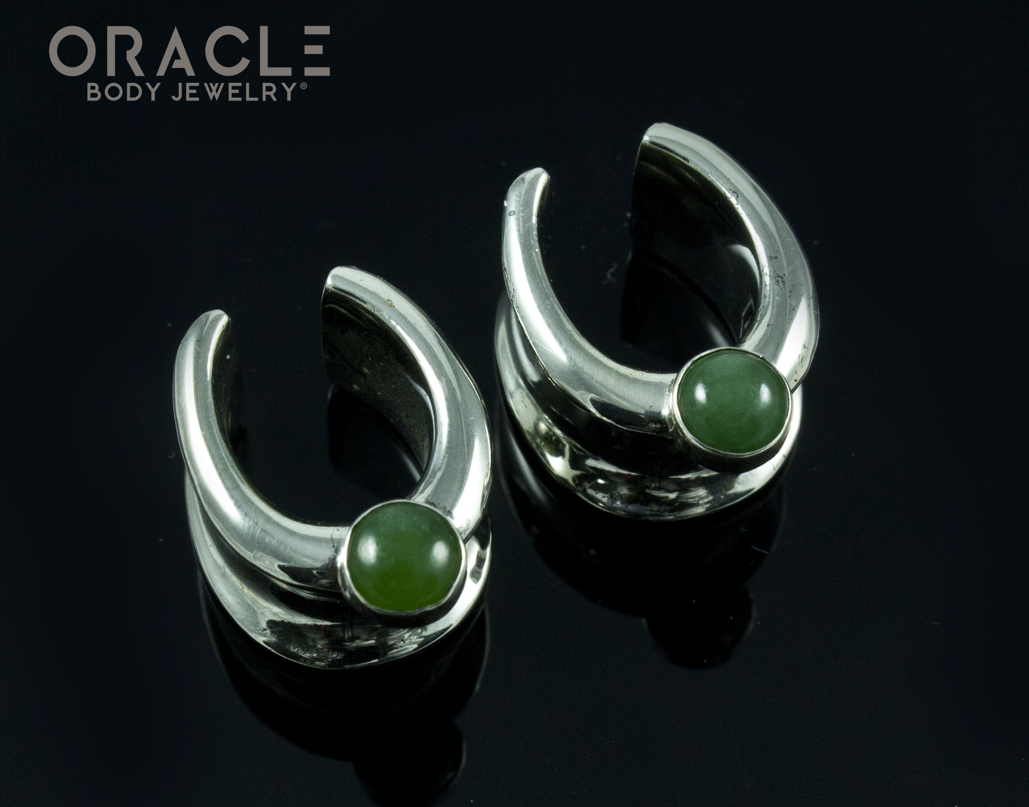 1/2" (12.5mm) White Brass Saddles with Nephrite Jade