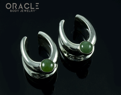 1/2" (12.5mm) White Brass Saddles with Nephrite Jade