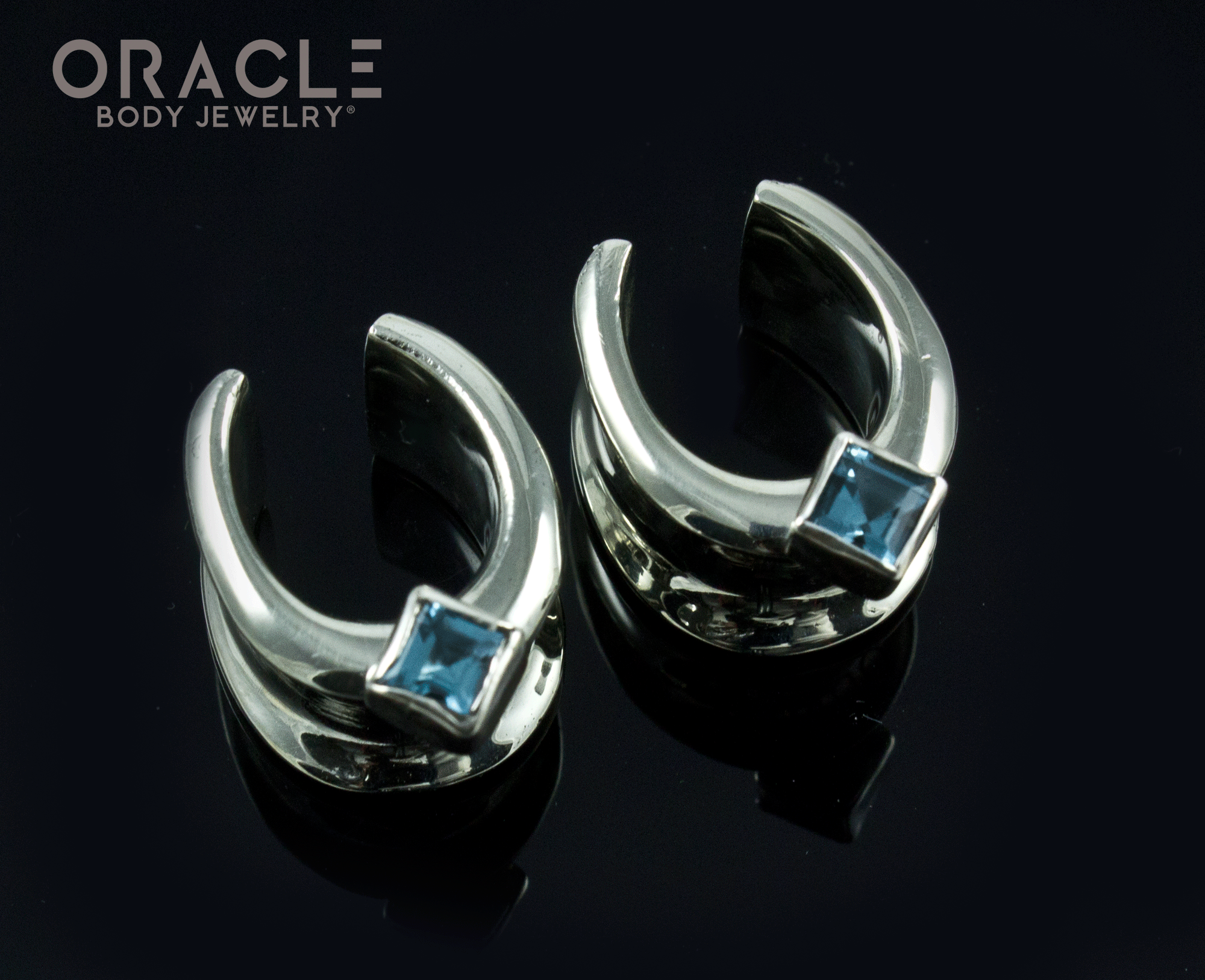 1/2" (12.5mm) White Brass Saddles with London Blue Topaz