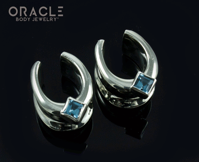 1/2" (12.5mm) White Brass Saddles with London Blue Topaz