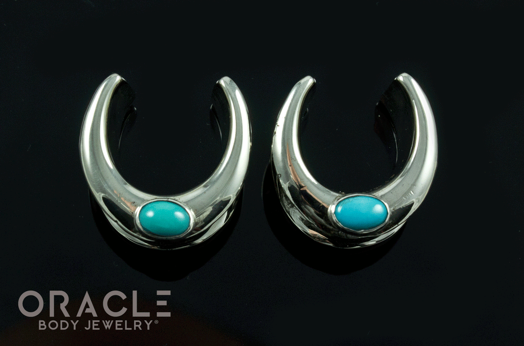 5/8" (16mm) White Brass Saddles with Natural Turquoise