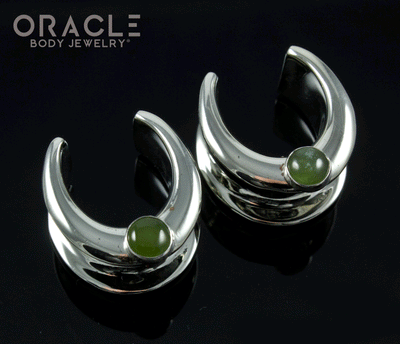 5/8" (16mm) White Brass Saddles with Nephrite Jade