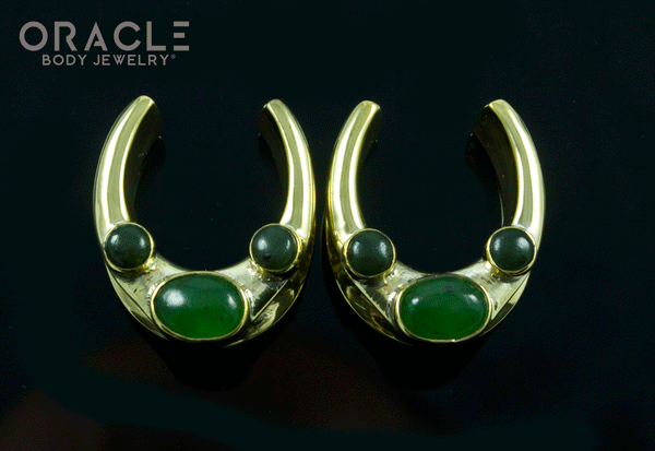 3/4" (19mm) Brass Saddles with Nephrite Jade