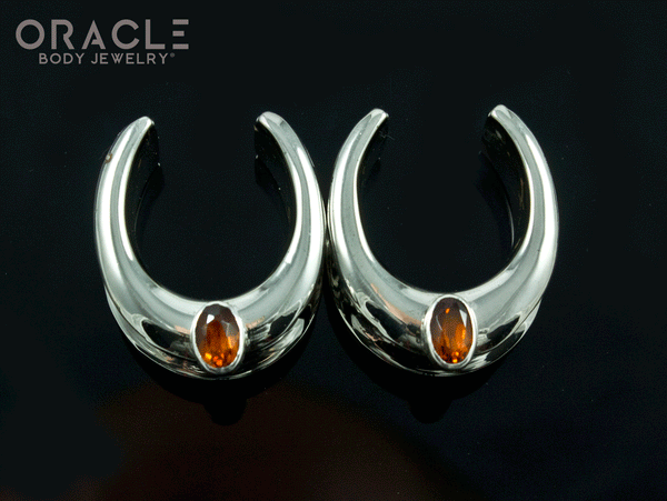3/4" (19mm) White Brass Saddles with Faceted Citrine