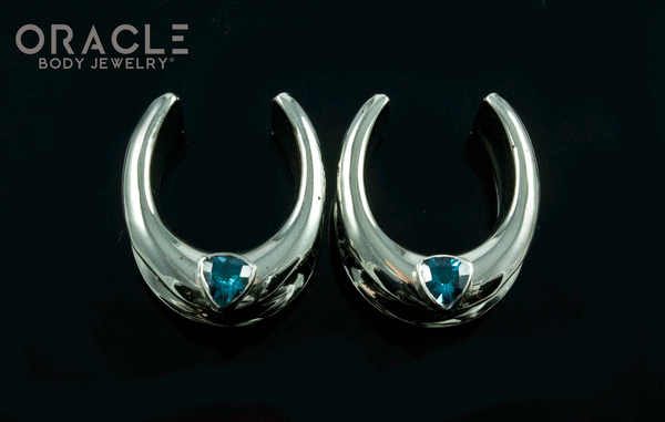 3/4" (19mm) White Brass Saddles with London Blue Topaz
