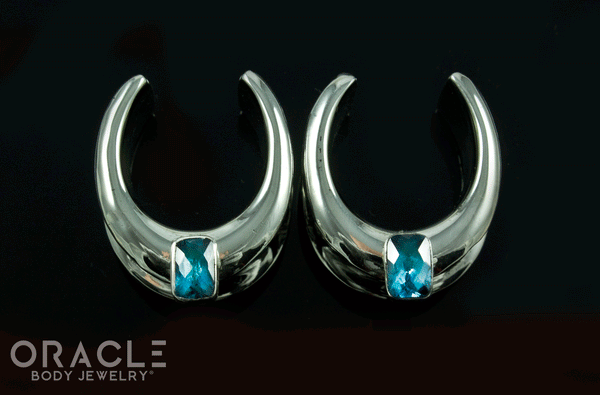3/4" (19mm) White Brass Saddles with London Blue Topaz