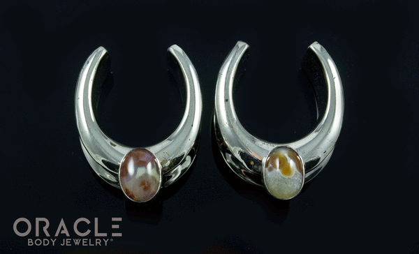 3/4" (19mm) White Brass Saddles with Ocean Jasper
