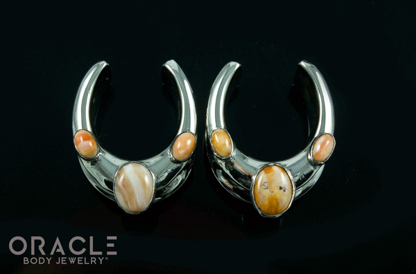 3/4" (19mm) White Brass Saddles with Spiny Oyster Shell