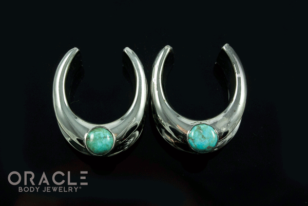 3/4" (19mm) White Brass Saddles with Natural Turquoise