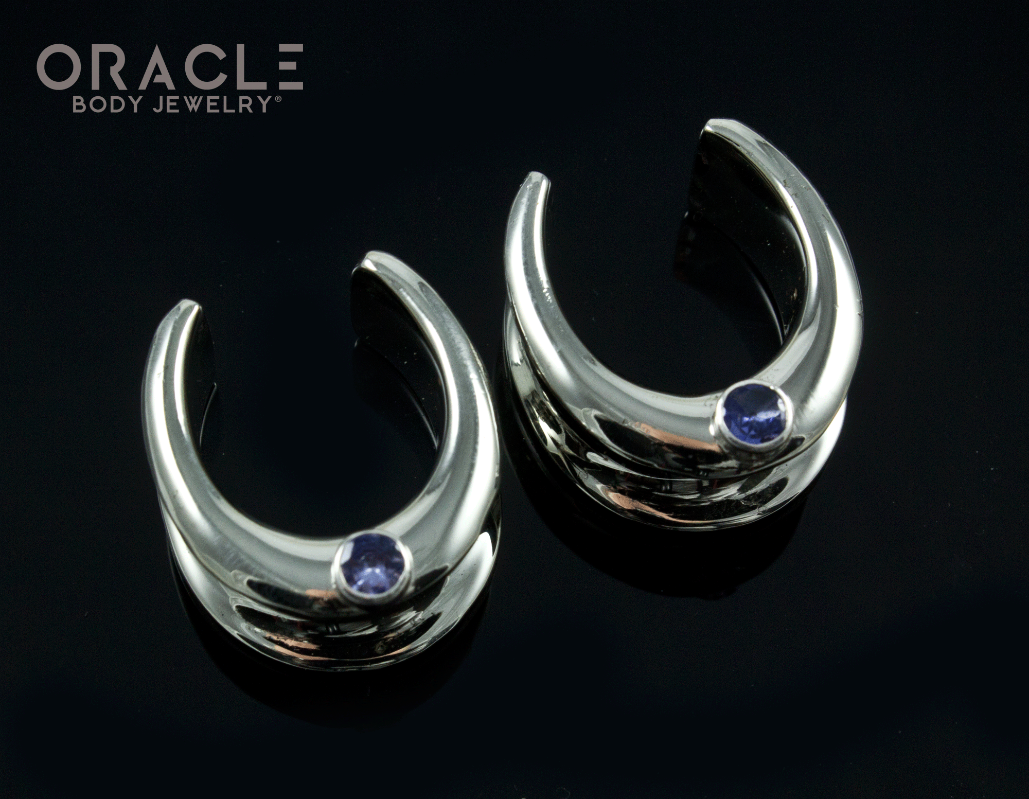 3/4" (19mm) White Brass Saddles with London Blue Topaz