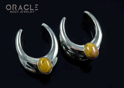 3/4" (19mm) White Brass Saddles with Crazy Lace Agate