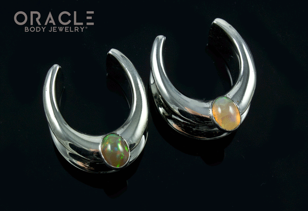 3/4" (19mm) White Brass Saddles with Ethiopian Opals