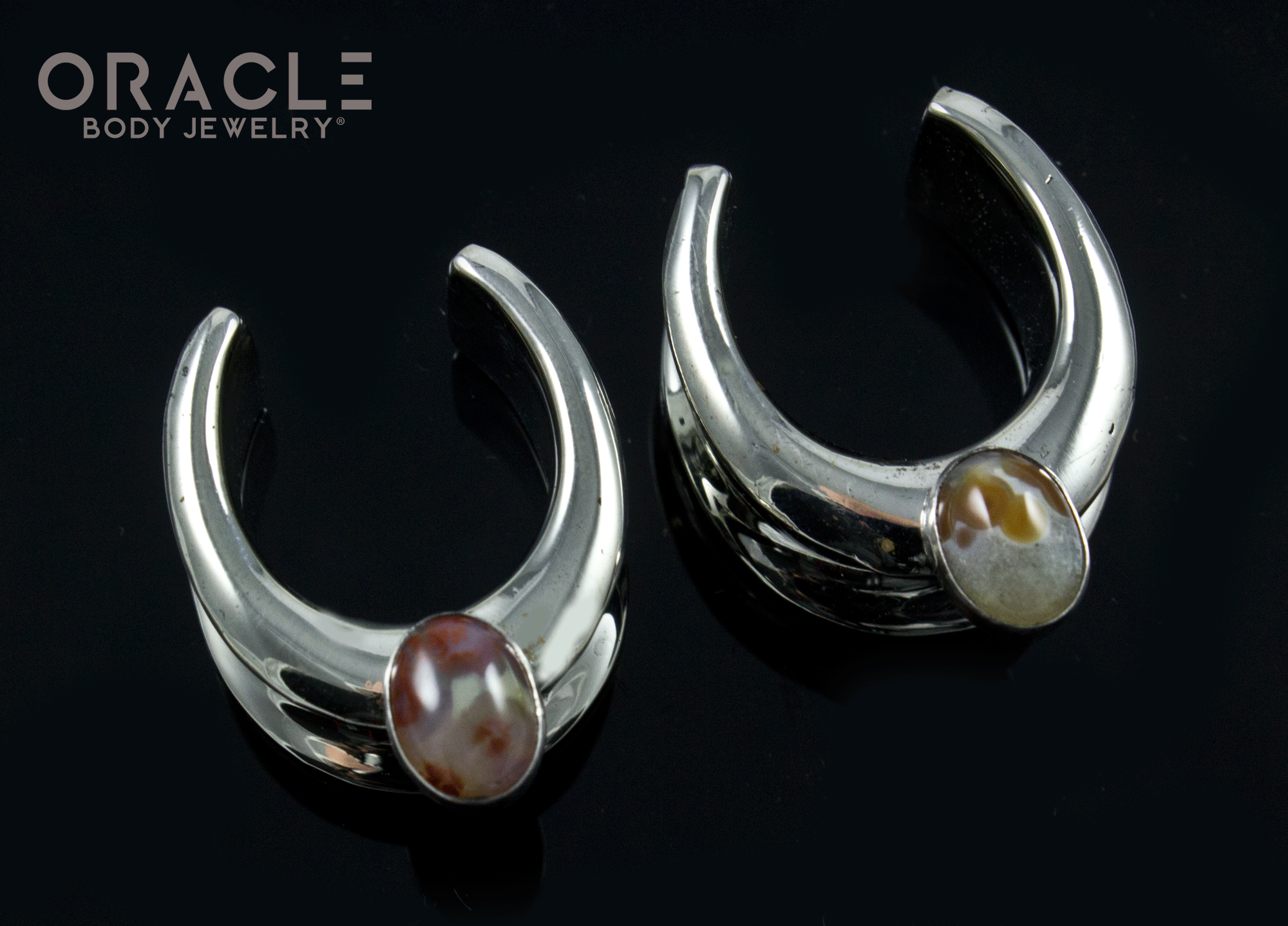 3/4" (19mm) White Brass Saddles with Ocean Jasper