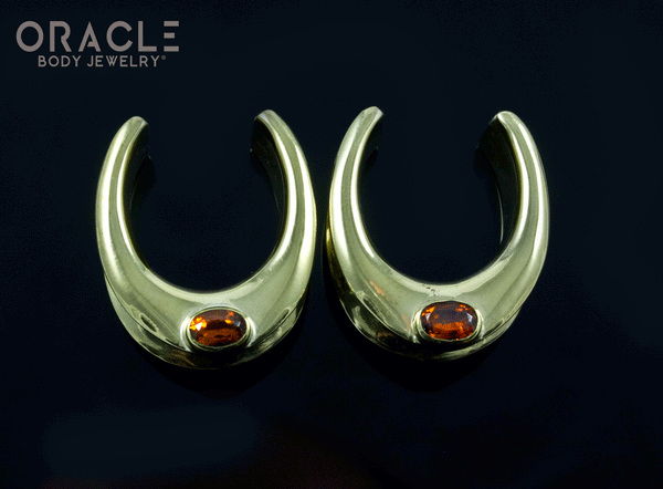 7/8" (22mm) Brass Saddles with Faceted Citrine