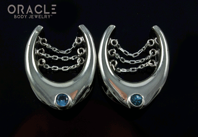 7/8" (22mm) White Brass Saddles with Chains and London Blue Topaz