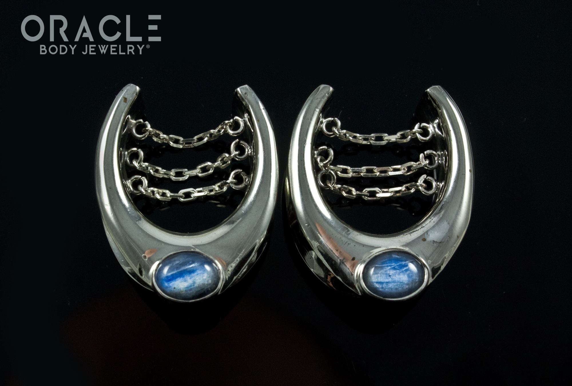 7/8" (22mm) White Brass Saddles with Chains and Kyanite