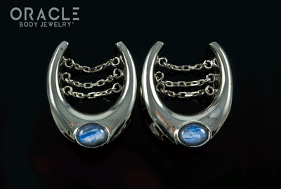 7/8" (22mm) White Brass Saddles with Chains and Kyanite