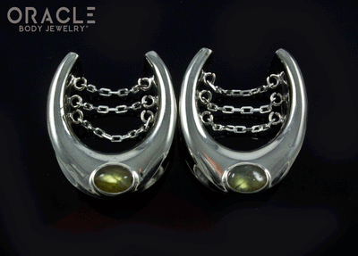 7/8" (22mm) White Brass Saddles with Chains and Labradorite