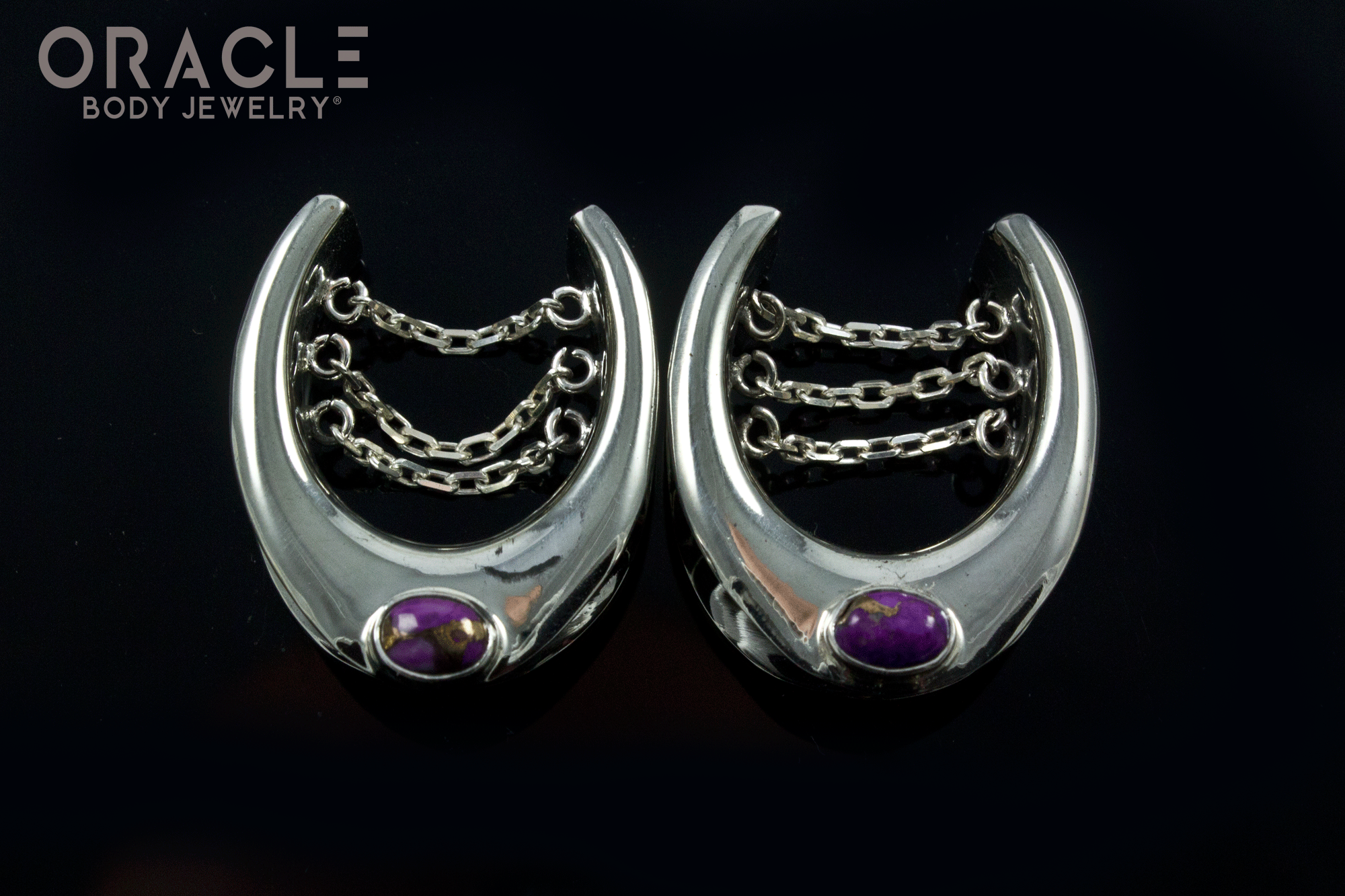 7/8" (22mm) White Brass Saddles with Chains and Copper Purple Turquoise