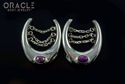 7/8" (22mm) White Brass Saddles with Chains and Copper Purple Turquoise