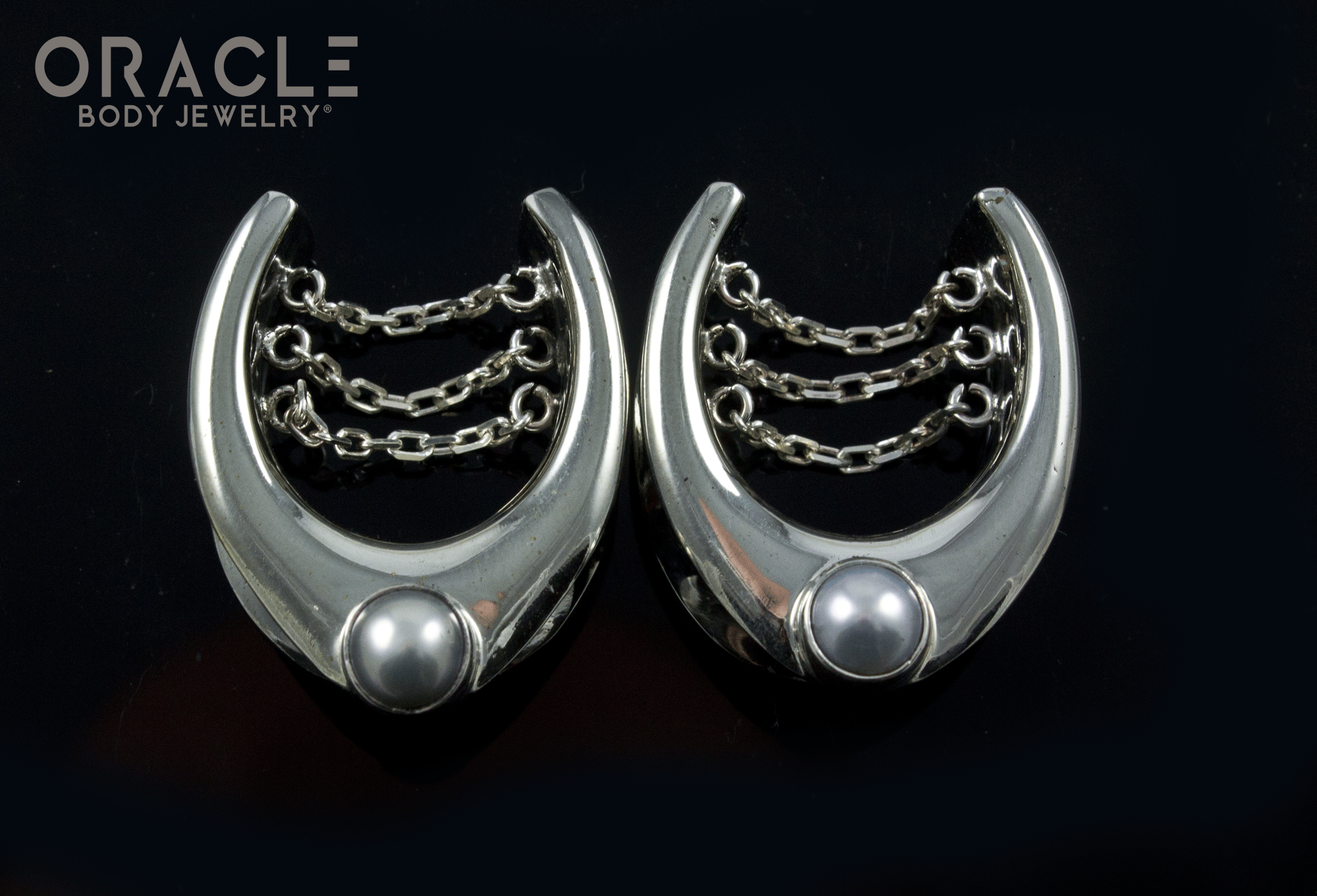 7/8" (22mm) White Brass Saddles with Chains and Pearls