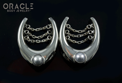 7/8" (22mm) White Brass Saddles with Chains and Pearls
