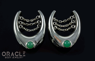 7/8" (22mm) White Brass Saddles with Chains and Chrysoprase