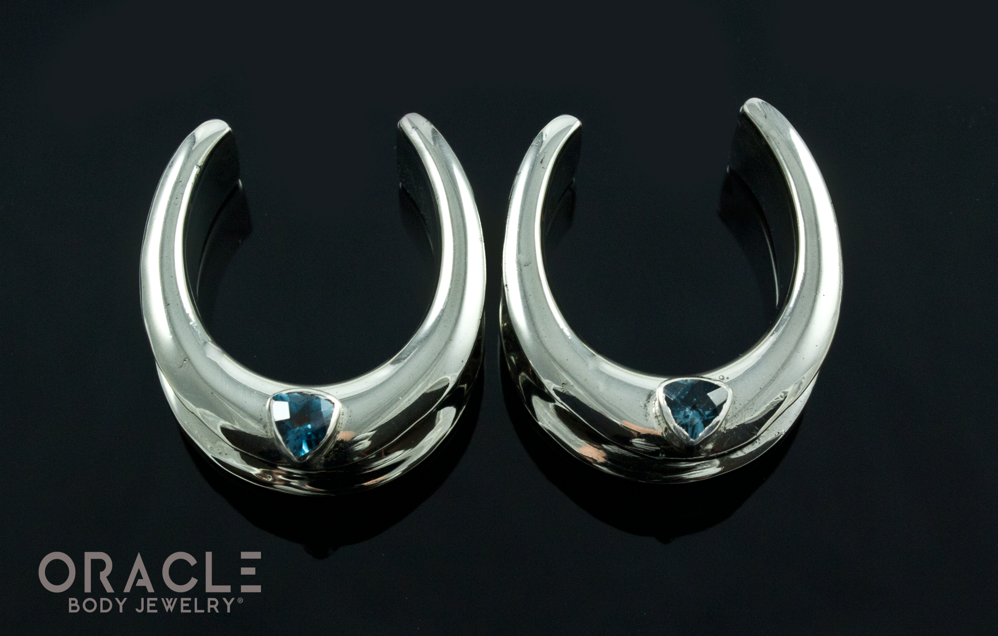 1" (25mm) White Brass Saddles with London Blue Topaz