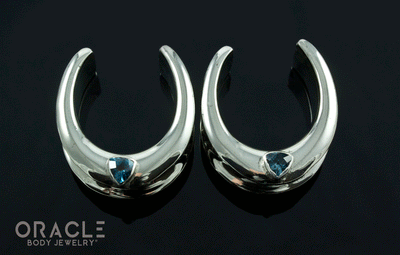 1" (25mm) White Brass Saddles with London Blue Topaz