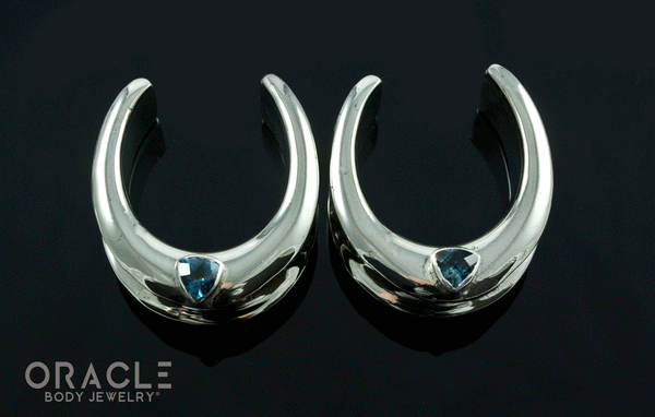 1" (25mm) White Brass Saddles with London Blue Topaz