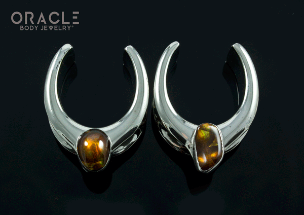 1" (25mm) White Brass Saddles with Fire Agate