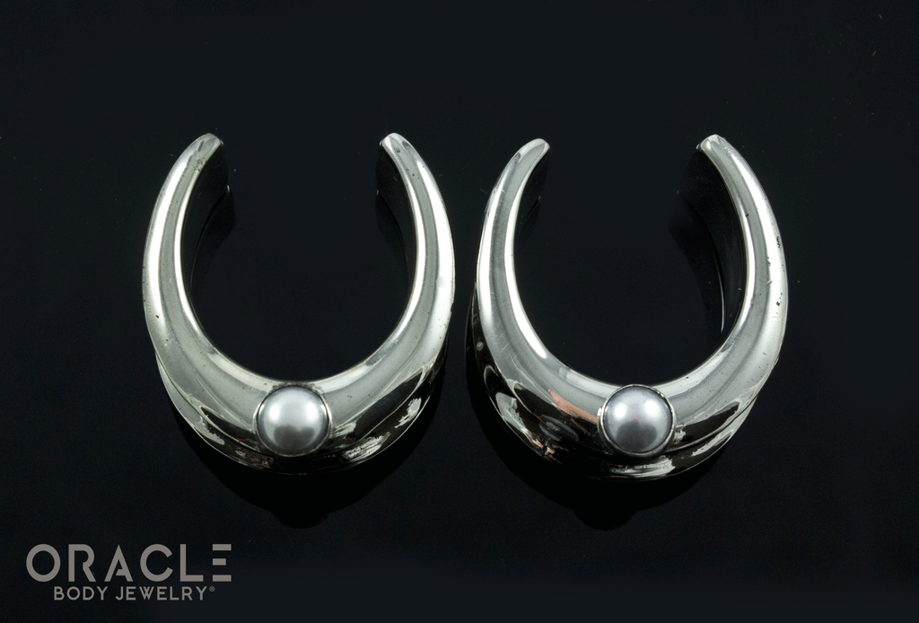 1" (25mm) White Brass Saddles with Pearls