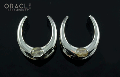1" (25mm) White Brass Saddles with Rutilated Quartz