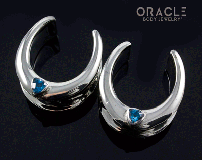 1" (25mm) White Brass Saddles with London Blue Topaz