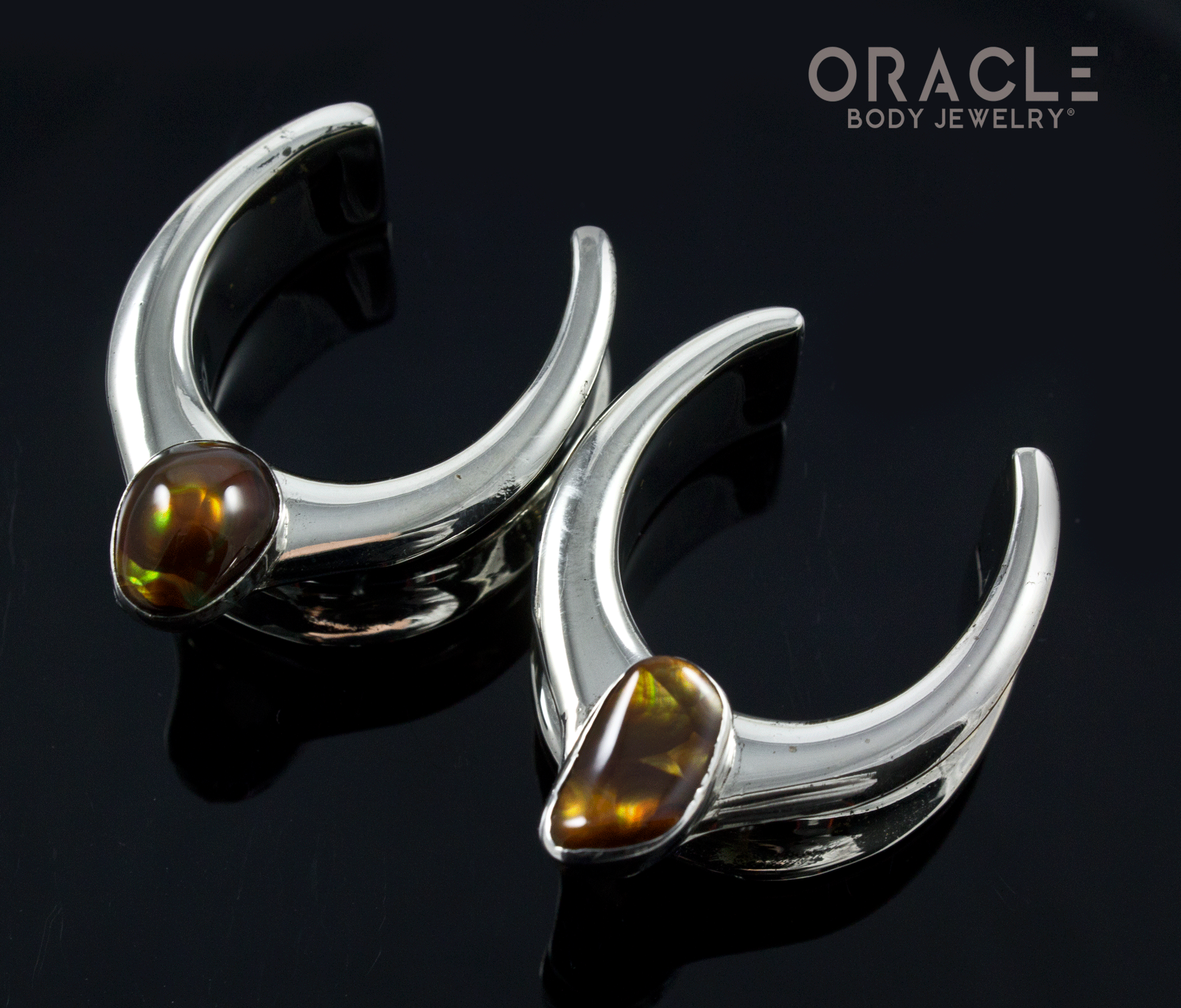 1" (25mm) White Brass Saddles with Fire Agate