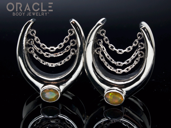 1" (25mm) White Brass Saddles with Faceted Ethiopian Opals