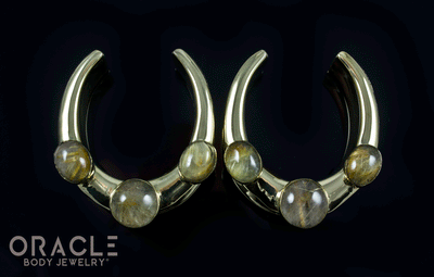 1-1/4" (32mm) Brass Saddles with Rutilated Quartz