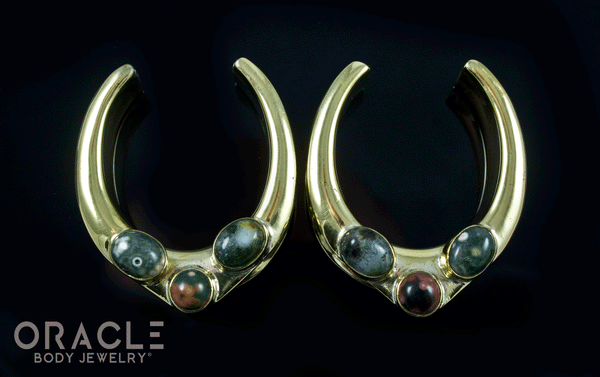 1-1/4" (32mm) Brass Saddles with Ocean Jasper