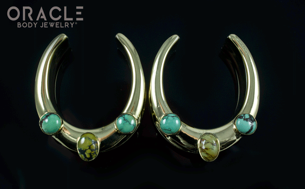 1-1/4" (32mm) Brass Saddles with Natural Turquoise
