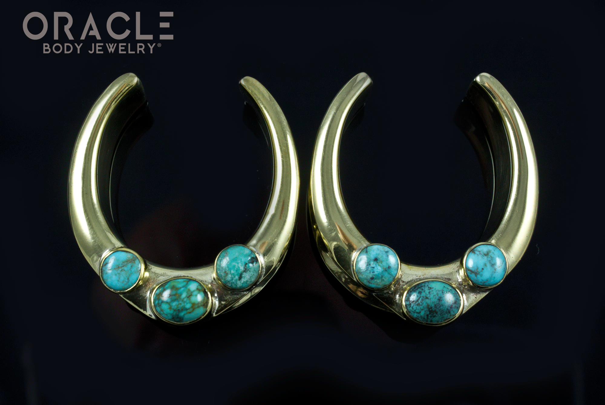 1-1/4" (32mm) Brass Saddles with Natural Turquoise