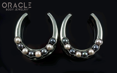 1-1/4" (32mm) White Brass Saddles with Black and White Pearls